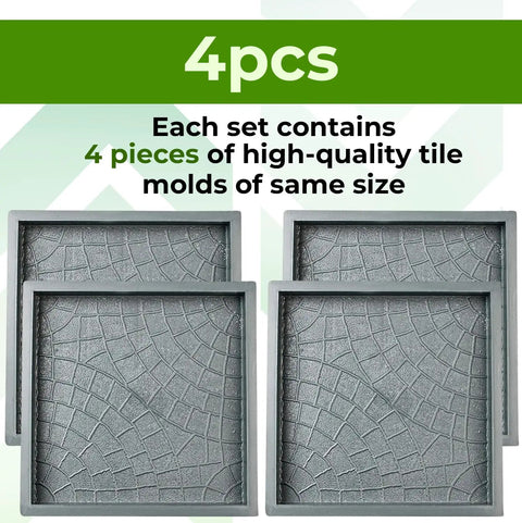 DIY Concrete Molding Set 4 Reusable Cobblestone Molds For Walkways And Patios, four square molds in a grid layout.