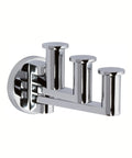 Triple Robe Hook In Polished Nickel No Fuss Wall Mount For Towels And Robes, Solid Brass Bath Accessory That Frees Up Space, Quick Air Flow Drying
