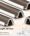 Heavy Duty Door Weather Stripping Kit For Doors And Windows With V Shaped Foam Kerf Weatherstrip, 60 Feet Brown Close-Up View