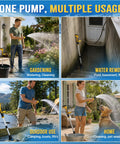 Heavy Duty Cordless Stick Water Transfer Pump With Brushless Motor Delivering 740 GPH Flow Rate And A 33 Foot Max Lift for gardening and water removal.