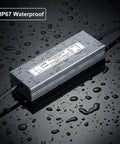 Heavy Duty 300W IP67 Waterproof LED Power Supply, 90-130V AC To 12V DC, 25A Output, on a wet surface showcasing water resistance