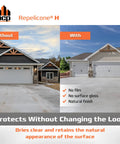 Comparison of a driveway protected with Real Deal Penetrating Concrete Sealant For Driveways And Garage Floors and unsealed.