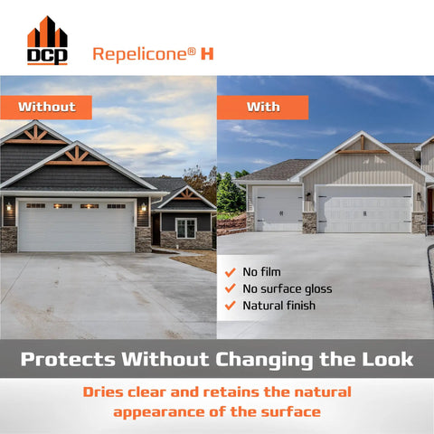 Comparison of a driveway protected with Real Deal Penetrating Concrete Sealant For Driveways And Garage Floors and unsealed.