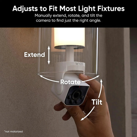 Bulb Cam 2K HD Smart Security Light With Color Night Vision, adjustable E26 socket, hand demonstrating rotation and tilt.