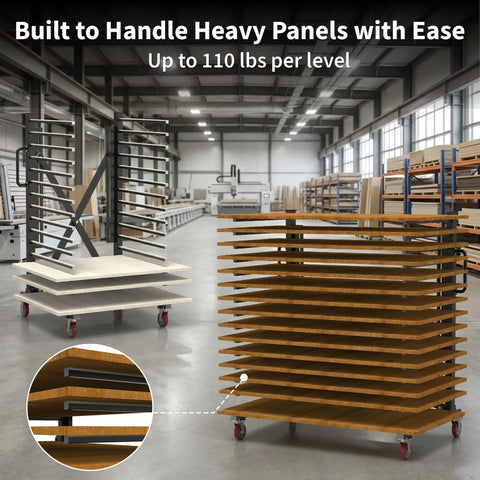 Built Tough 15 Tier Paint Drying Rack For Cabinet Doors And Wood Panels Heavy Duty Steel Rack with adjustable tiers.