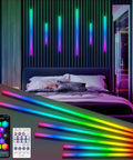 Smart RGB IC Recessed LED Lighting Kit for Wood Slat Wall Panels with Alexa and WiFi app control in a bedroom setting