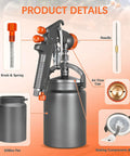 Heavy Duty Siphon Feed Air Spray Paint Gun With 1.8Mm Needle And 1000Cc Aluminum Pot, showcasing components like nozzle and pot.