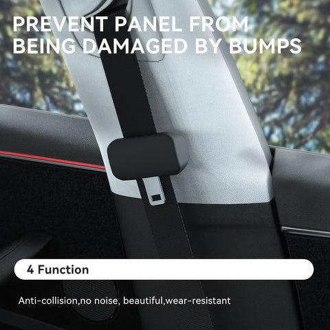 Silicone seat belt buckle cover installed in car, black, prevents damage, Five Pack Silicone Seat Belt Buckle Covers For Cars SUVs Trucks Anti Scratch Protection Reduces Noise And Protects Interior Surfaces Universal Fit Black.
