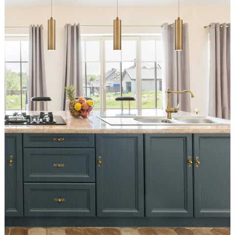 Rayman Contemporary One Light Dimmable LED Indoor Mini Pendant Light In Brushed Brass Finish For Modern Kitchens Over Counter