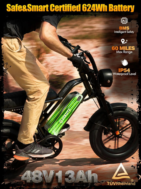 Rider on Beast Level Fat Tire Electric Bike For Adults With 1500W Peak Motor All Terrain Dual Suspension 48V 13Ah Battery