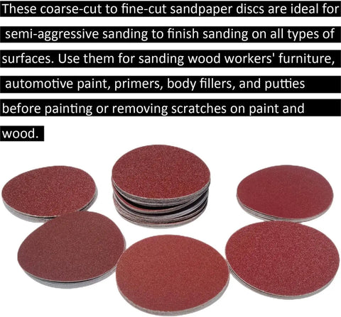 5 Inch PSA Sanding Discs Set With 60 Pieces Ten Each Of 80 100 120 180 240 And 400 Grit Self Adhesive Sticky Back For DA Sander