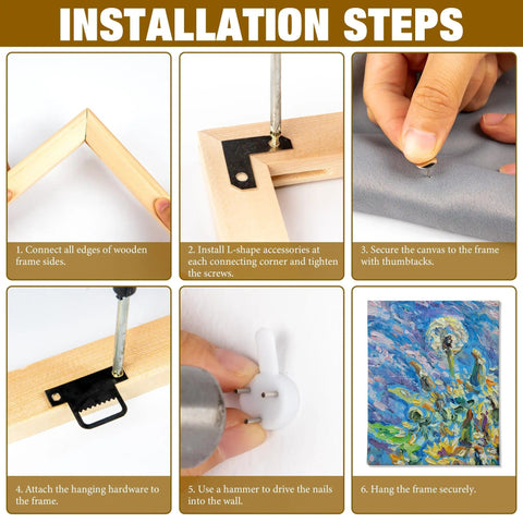 Three Pack Wood Canvas Frame Kit 16x20 DIY Easy To Assemble Stretcher Bars For Needlepoint Canvas Painting Oil Painting And Diamond Painting Includes Two 16 Inch Bars And Two 20 Inch Bars Per Set installation steps