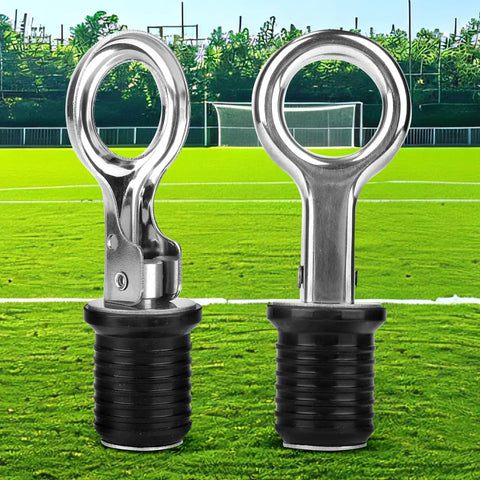 Two Pack Stainless Steel Lawn Roller Drain Plugs For Easy Filling And Draining Fits One And A Quarter Inch Openings Replaces Worn Or Missing Plugs Compatible With Agri Fab Models 45 0604 And 45 0610 displayed in a field setting.