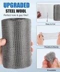 Flexible Stainless Steel Wool Roll For Gap Blocking 5 Inch By 30 Foot, shown cut, stretched, and kneaded