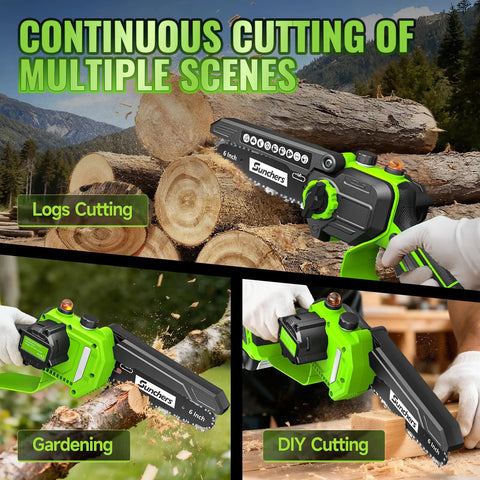 Cordless Mini Chainsaw 6 Inch With Dual Battery Power Handheld Electric Chain Saw Auto Oiler for cutting logs and garden use