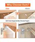 2 Pack Pro-Grade Full Overlay Frameless Soft-Close Cabinet Hinges For Concealed Kitchen Doors European-Style With Screws Clip-On Nickel Plated Finish Easy-Install, cabinet hinge close-up