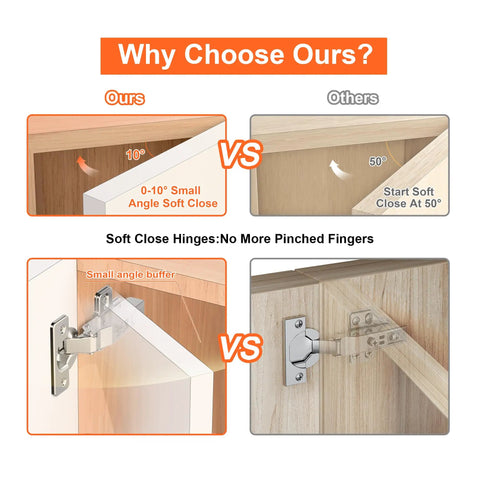 2 Pack Pro-Grade Full Overlay Frameless Soft-Close Cabinet Hinges For Concealed Kitchen Doors European-Style With Screws Clip-On Nickel Plated Finish Easy-Install, cabinet hinge close-up