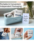 lulumonster anti-fog lens wipes; 150 individually wrapped for glasses, in a blue zip pouch