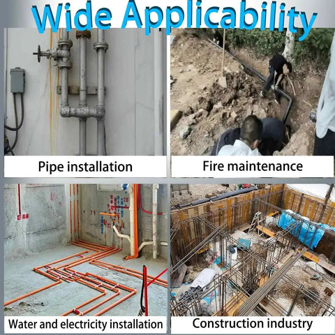 Wide applicability of Heavy Duty Workhorse Electric Pipe Threader For 1/2 To 3 Inch Lines with images of pipe installation and construction.