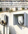 Heavy Duty Weatherproof EV Charger Cover Road Warrior Metal Wall Mount Shield Rust Proof Outdoor Protective Enclosure Built Tough As Nails For All Season Electric Vehicle Charging Stations side view showing wall-mounted charger protection.