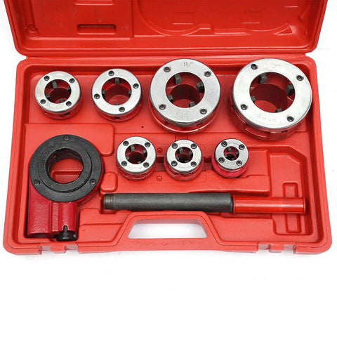 BSTP Ratchet Pipe Threader Kit Set Three Eighths Inch To Two Inches Manual Pipe Threading Tool With Seven Size Options in red case