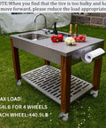 Outdoor prep station with sink on 8 Inch Solid Caster Wheels Set Of 4 With Brakes For Heavy Duty Trolleys And Workbenches Non Slip Swivel Castors 1760 Lb Capacity Industrial Plate Casters 2 Swivel And 2 Fixed Ideal For Garage Shop Carts And Mobile Workbenches Durable PVC