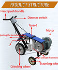Heavy Duty Motorized Belt Sander Plus Adjustable Angle Polisher With Smooth Rolling Wheels For Fast Rust Removal And Badass Metal Buffing Jobs Around The Shop 220 Volt showing product structure with labeled parts.
