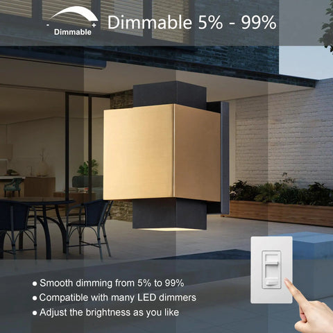 Gold And Black LED Outdoor Wall Light Fixture For Porch, Patio, Garage And Hallways, Waterproof Exterior Sconce With dimmable feature shown.