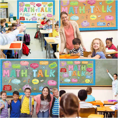 Classroom with Math Talk Bulletin Board Set For Classrooms And Home Offices Kid Friendly Interactive Math Discourse Cards