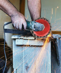 6 Piece Angle Grinder Wire Wheel Set With 4.5 Inch And 4 Inch Knotted Coarse Crimped Wheels Five Eighths Inch Eleven Threaded Arbor Built Tough in action