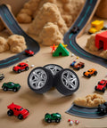Four Piece 48MM Rubber Toy Car Wheel Set For RC Models with dope black simulation wheels in toy model setup