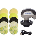 Tackle Stubborn Dirt Effortlessly With This Rechargeable Electric Scrubber Cleaning Kit Featuring Ten Plush Sponge Pads.