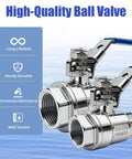 2 Pack 1 Inch Stainless Steel Ball Valve Full Port Shut Off With Locking Device NPT Female X Female 304 Stainless
