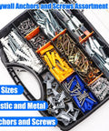 336 Piece Toggle Bolts Heavy Duty Drywall Anchors And Screws Assortment Kit With 11 Sizes Metal And Plastic Wall Anchors Kit in a toolbox