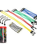 Beefy 24-Piece Bungee Cord Set in Storage Jar with 10, 18, 24, 32, 40 inch cords and 8 inch canopy ties in various colors