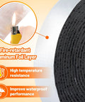Close-up of 32.8 Ft Pipe Insulation Tape Wrap With Aluminum Foil Self Adhesive Foam, highlighting fire-retardant aluminum layer and features.
