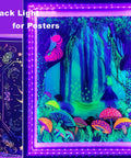 6.6ft Black Light LED Strip With 120 LEDs USB Powered glowing on colorful forest poster for indoor decor