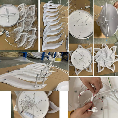 Assembly of Kids Room Dimmable LED Ceiling Light with Remote Control, Astronaut and Superhero Theme, Blue Flush Mount Fixture parts