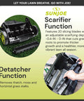 Corded Electric Dethatcher And Scarifier With 12.6 Inch Wide Path And 12 Amp Motor, 8 Gallon Bag, Heavy Duty Lawn AJ801E features.