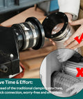 Shop Ready 4 Inch Magnetic Dust Collection Kit featuring quick connect couplers attached to a tool for easy hose swaps.