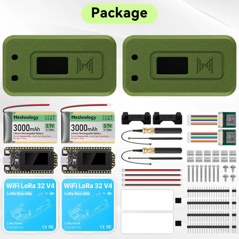 ESP32 S3 LoRa V4 Development Board Duo With L76 Gnss Gps Module And 3000 Mah Battery Plus Green Case components and accessories.