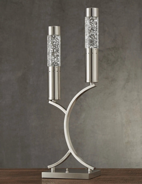 Two Cylinder Water Drop Dancing Night Lights in Satin Nickel Finish ultra modern mood lamp with warm white glow