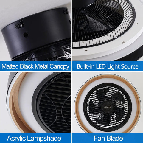 Components of Low Profile Flush Mount Ceiling Fan With Remote And Lights 20 Inch Enclosed Ceiling Fan With 6 Speeds