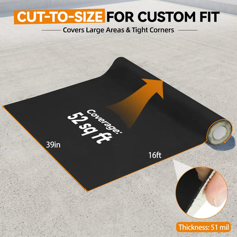 Self Adhesive Epdm Rubber Roofing Membrane 51 Mil Black Peel And Stick Roof Underlayment For Flat Roofs displayed on a concrete surface.