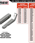 ARES 2-piece tapered and offset feeler gauge set in metal, front view; includes 32 SAE/metric sizes