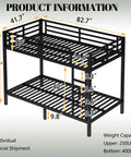 Detailed dimensions and weight capacity of the Straight Up Heavy Duty Twin XL Over Twin XL Metal Bunk Bed Built Tough.