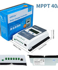 40A MPPT Solar Charge Controller For 12V And 24V Systems With Auto Voltage Recognition Up To 100V PV Input, product packaging and device