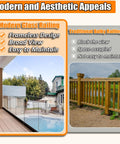 Image comparing Rock Solid Frameless Glass Railing Kit With Aluminum Base Rail For 10 To 15 Mm Panels, showcasing modern vs traditional railings.