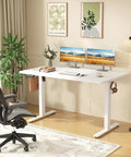 48 Inch Electric Standing Desk Height Adjustable Sit Stand Workstation With Silent Motor Memory Presets And Wide White Top designed for home office.