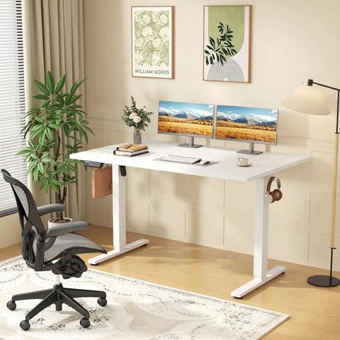 48 Inch Electric Standing Desk Height Adjustable Sit Stand Workstation With Silent Motor Memory Presets And Wide White Top designed for home office.